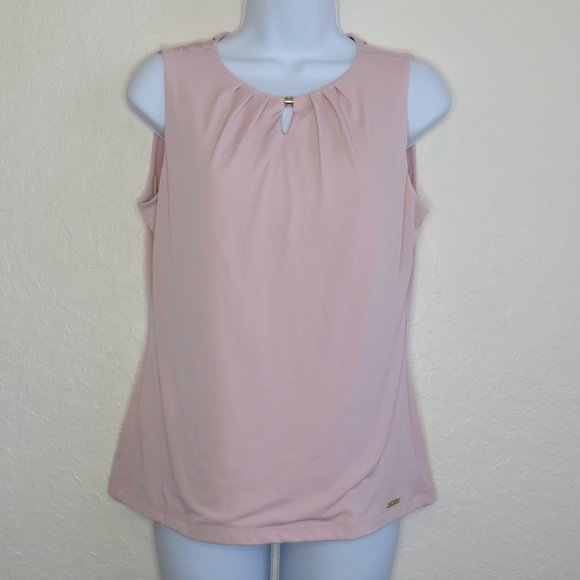 Ivanka Trump*Women's Sleeveless Flowy Pleated Boatneck Straight Hem Blouse~Small - Picture 1 of 10